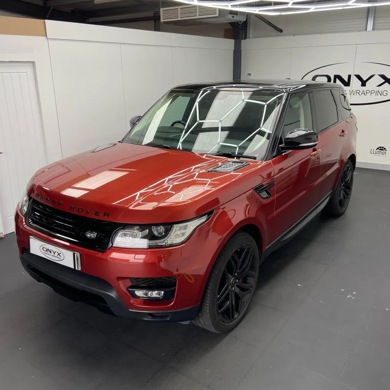 Red Range Rover Sport Gloss Black Roof Wrap