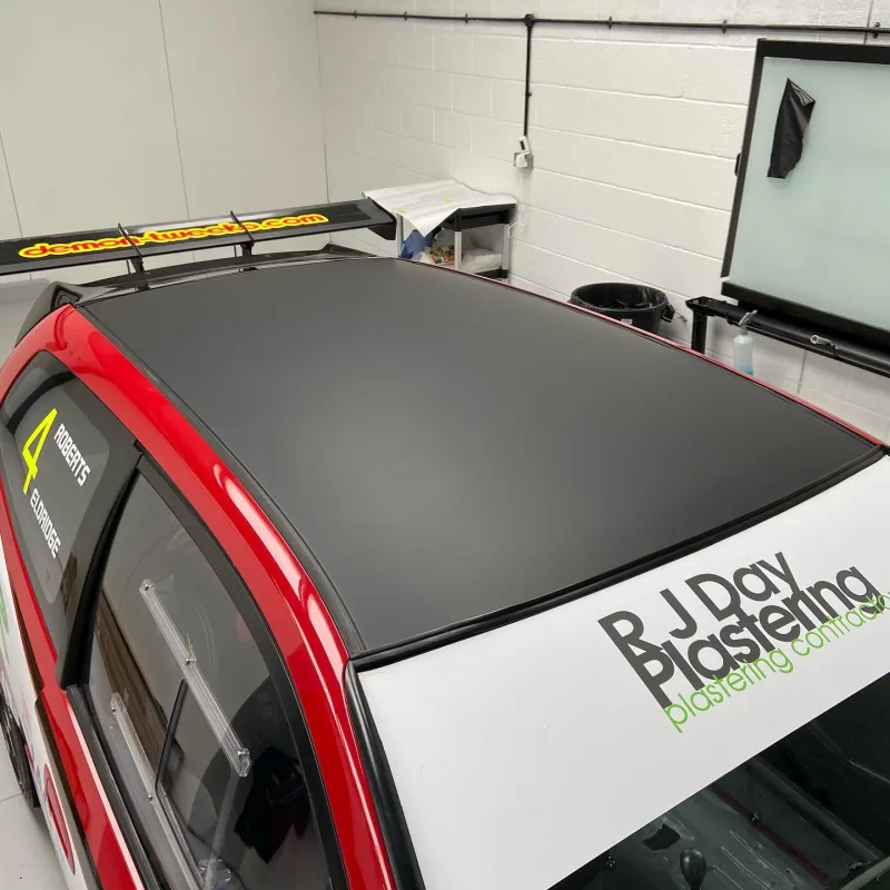 Honda Civic Race Car Matte Black Roof Wrap & Logo