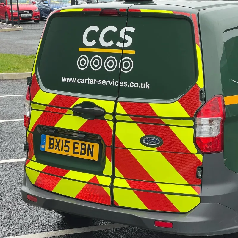 CCS Ford Transit Courier Signage and Rear Chevrons