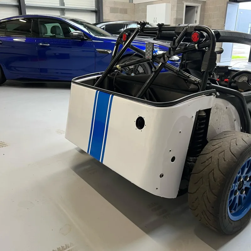 Caterham Polar White Wrap and Blue Bonnet Stripes