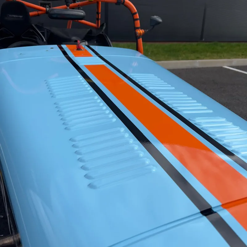 Caterham Lakeview Blue Wrap and Orange Stripe