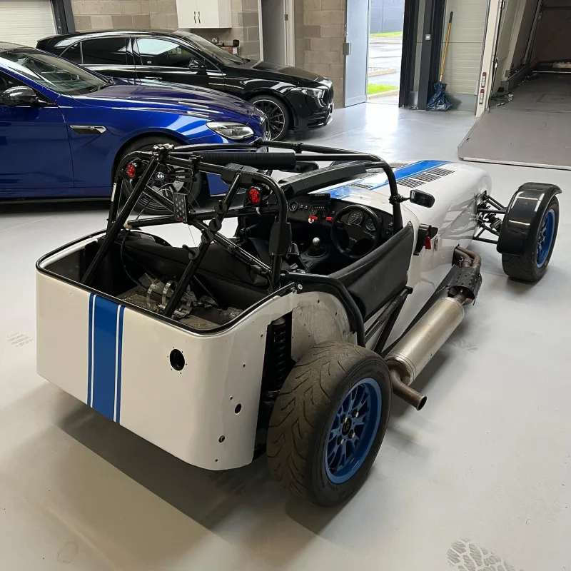 Caterham Polar White Wrap and Blue Bonnet Stripes