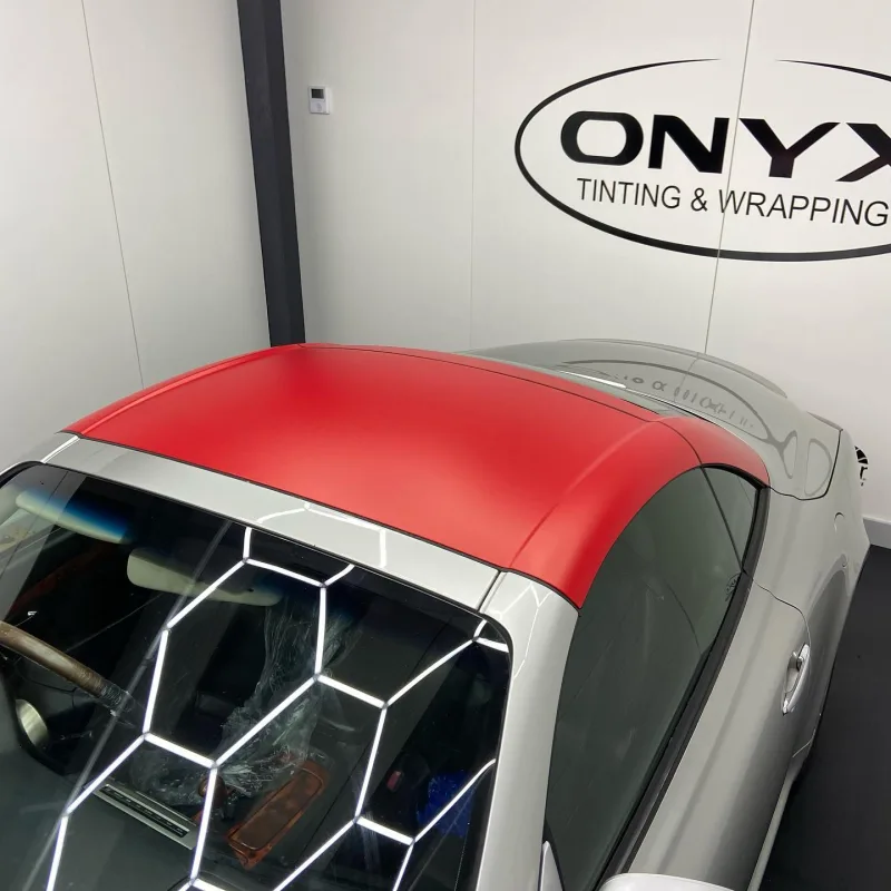 Lexus SC430 Blood Red Matte Roof Wrap