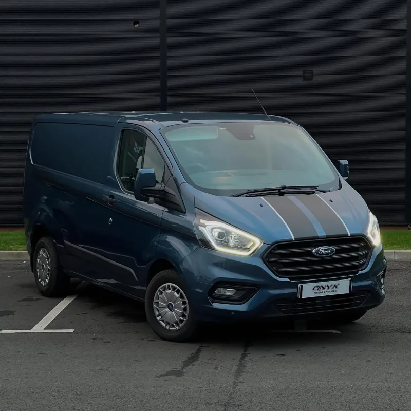 Ford Transit Custom Matte Black Stripes & Silver Pinstriping
