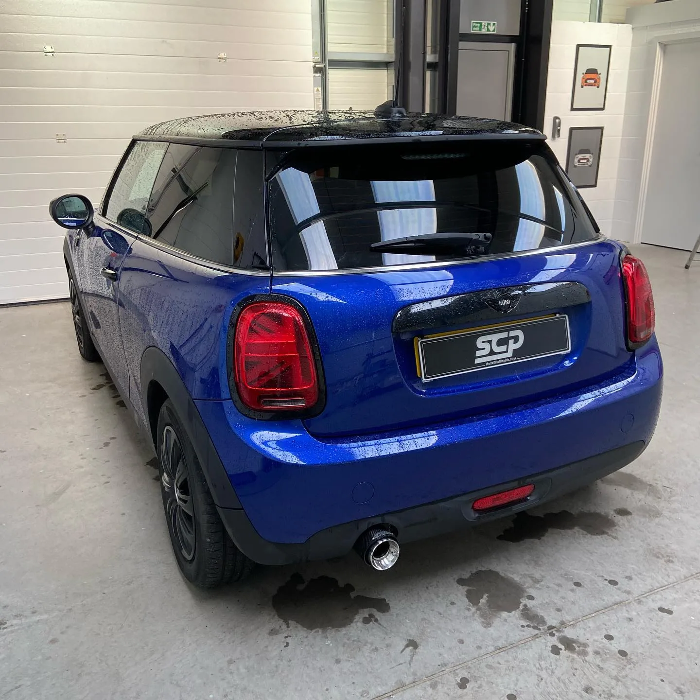Blue MINI Cooper F56 5% Tint and Beltline Dechrome
