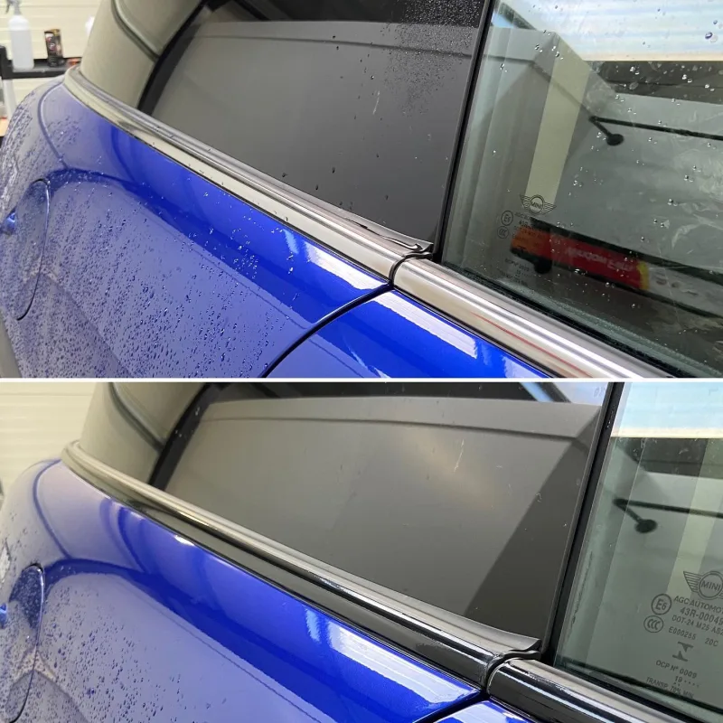 Blue MINI Cooper F56 5% Tint and Beltline Dechrome