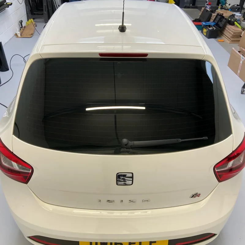 White SEAT Ibiza 5% Tint and Grille Dechrome