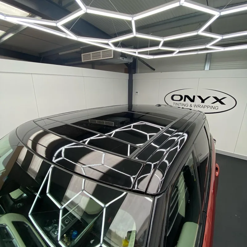 Red Range Rover Sport Gloss Black Roof Wrap