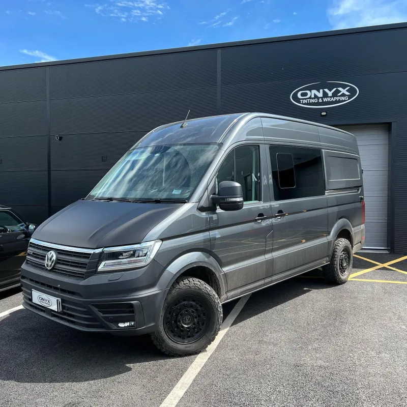 VW Crafter 5% Tint and Matte Black Bonnet Wrap