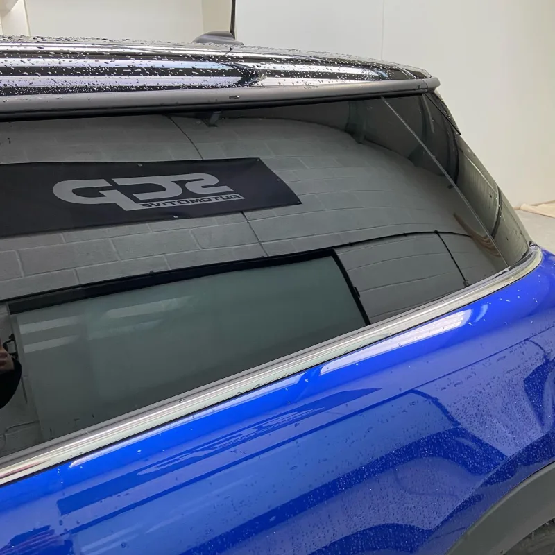 Blue MINI Cooper F56 5% Tint and Beltline Dechrome