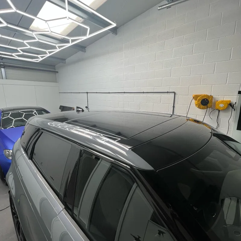 Blue Range Rover Evoque Gloss Black Roof Wrap