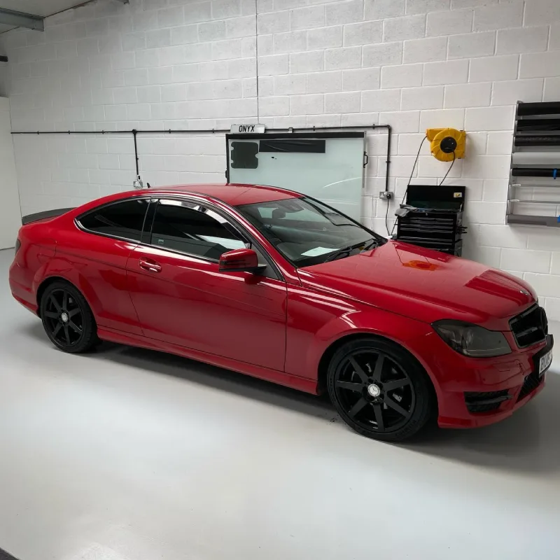 Red Mercedes C250 Chrome Delete