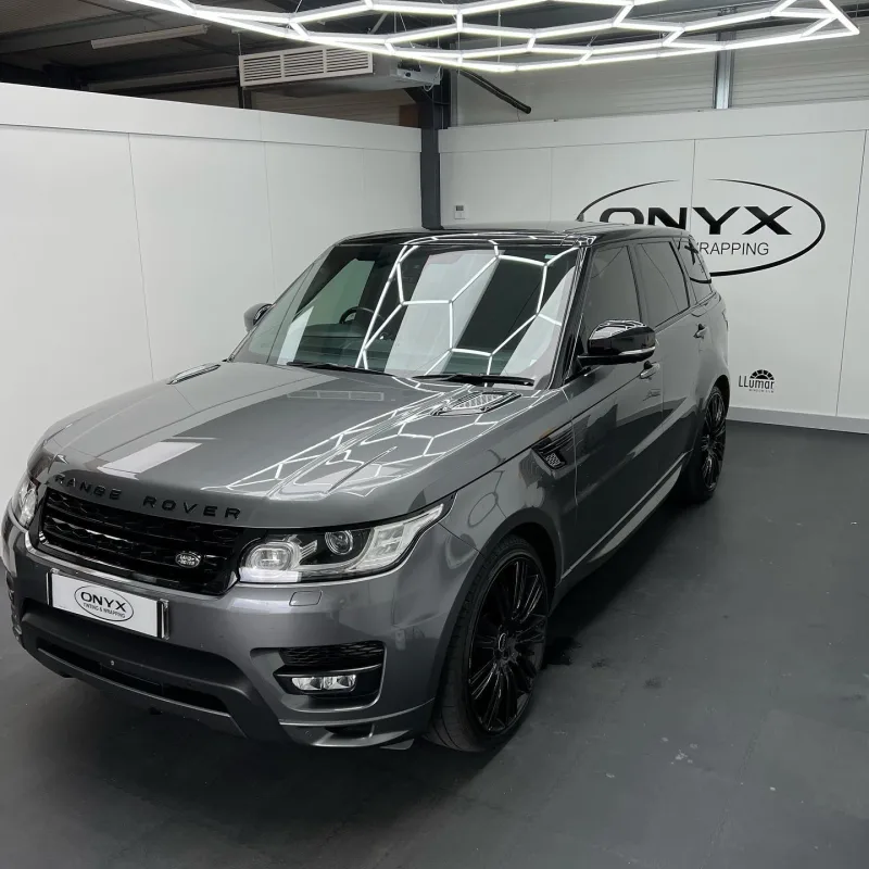 Grey Range Rover Sport Gloss Black Roof Wrap
