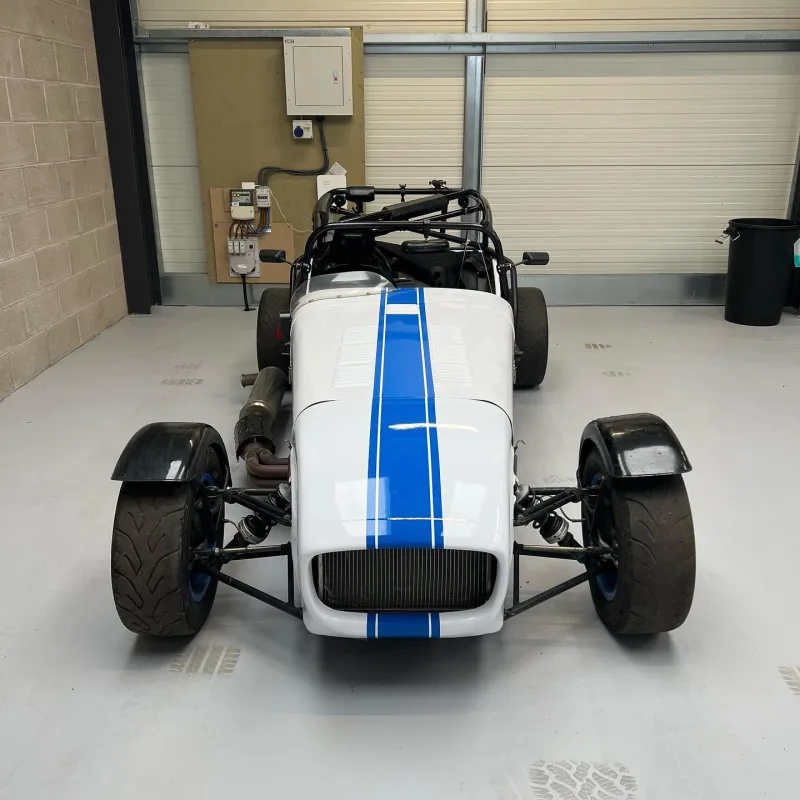 Caterham Polar White Wrap and Blue Bonnet Stripes