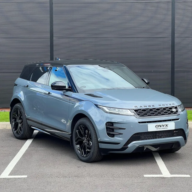 Blue Range Rover Evoque Gloss Black Roof Wrap