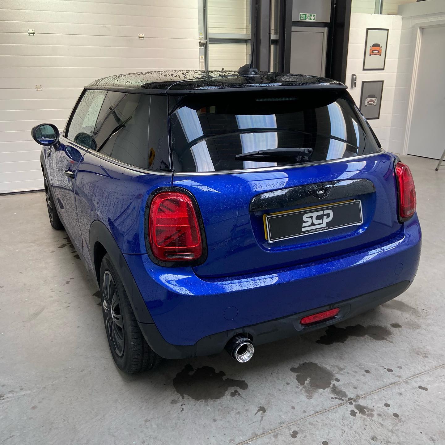 Blue MINI Cooper F56 5% Tint and Beltline Dechrome